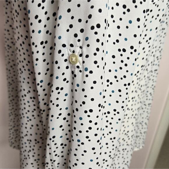 LOFT Womens Collared Button Down Speck Polka Dot & White Long Sleeve - Picture 9 of 13